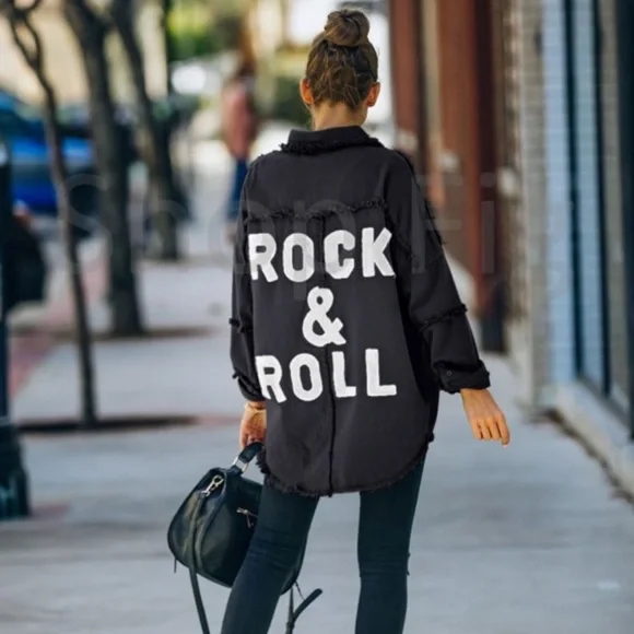 Fabulous Black Rock N Roll Distressed Shacket Denim Jacket - Picture 1 of 5